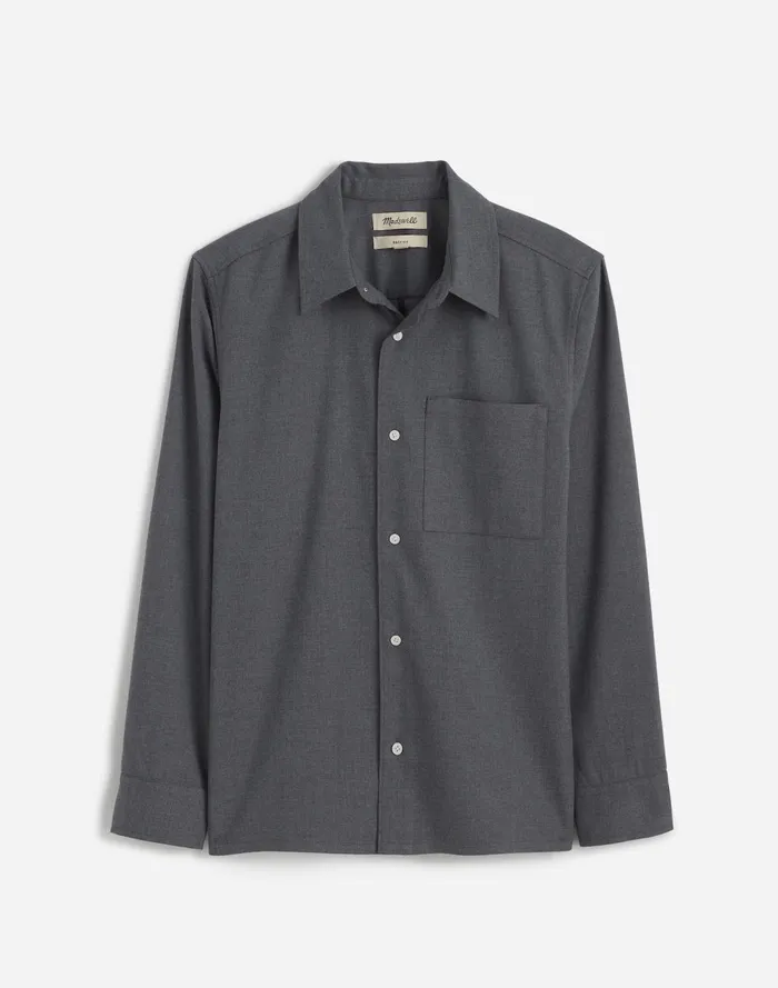 Men Shirts Madewell Twill Easy LongSleeve Shirt Light Grey