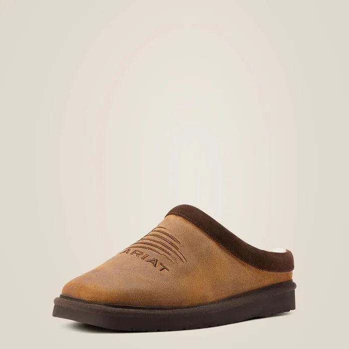 Men Slippers Ariat Patriot Square Toe Slipper Dusty Bown Suede
