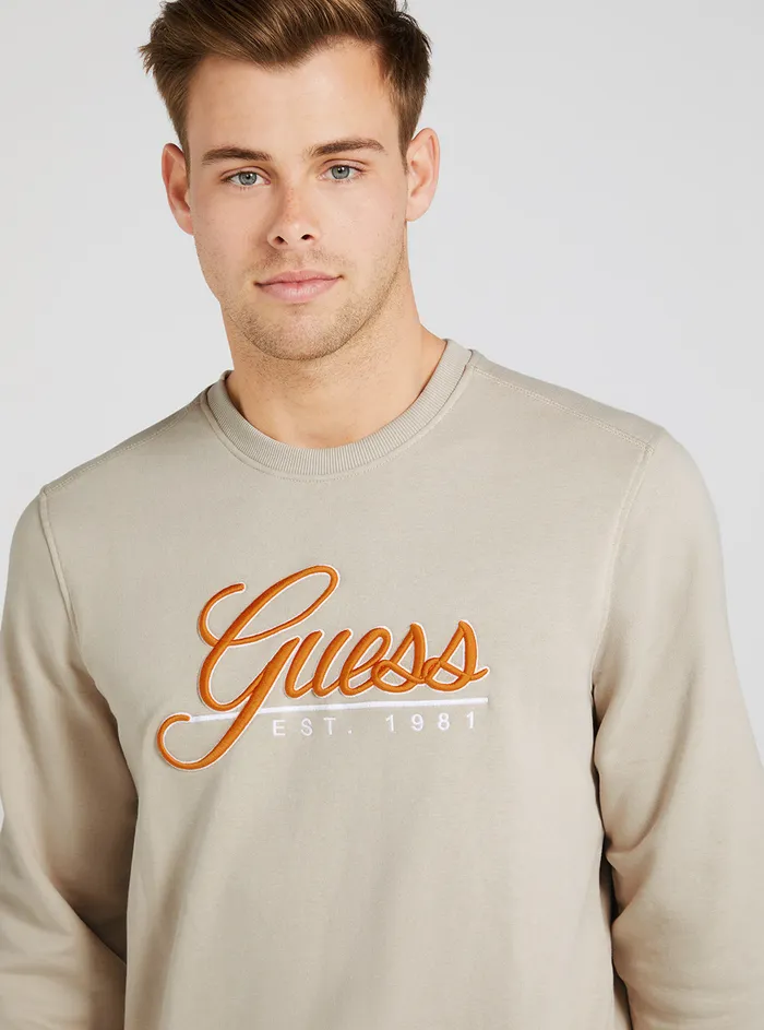 Men Sweaters and Knits GUESS Eco Beige Beau Logo Jumper Men Sweaters and Knits GUESS Eco Beige Beau Logo Jumper