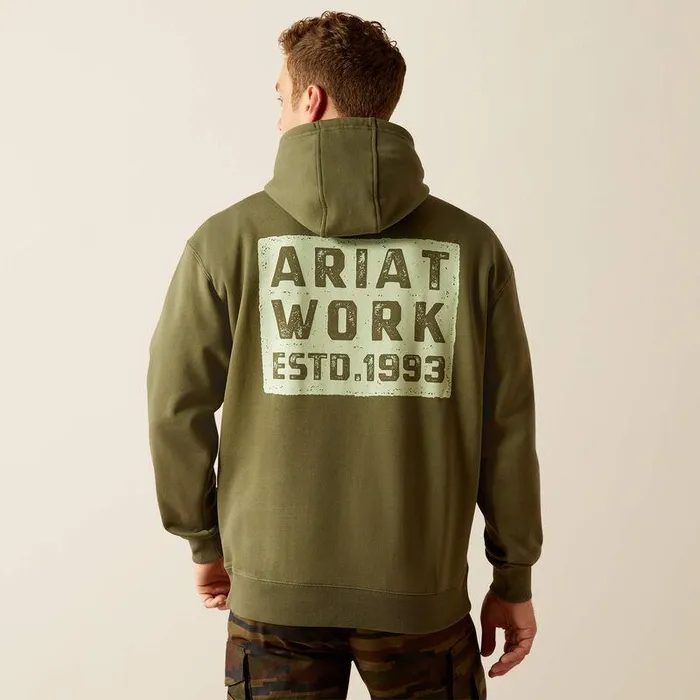 Men Sweatshirts and Hoodies Ariat Rebar Workman Brickyard Hoodie Four Leaf Clover