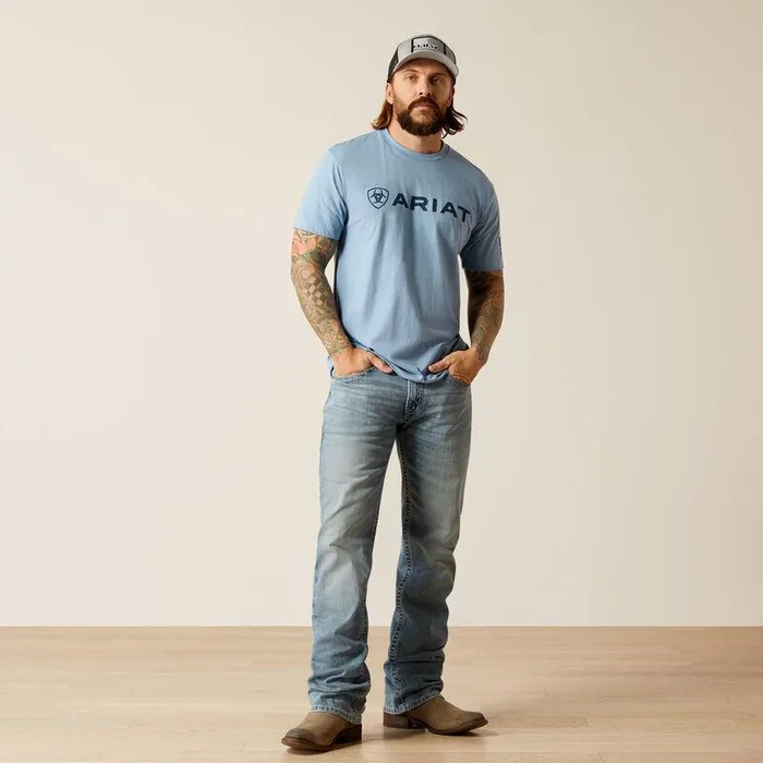Men TShirts and Polos Ariat Ariat Shield Flag TShirt Light Blue Heather Men TShirts and Polos Ariat Ariat Shield Flag TShirt Light Blue Heather