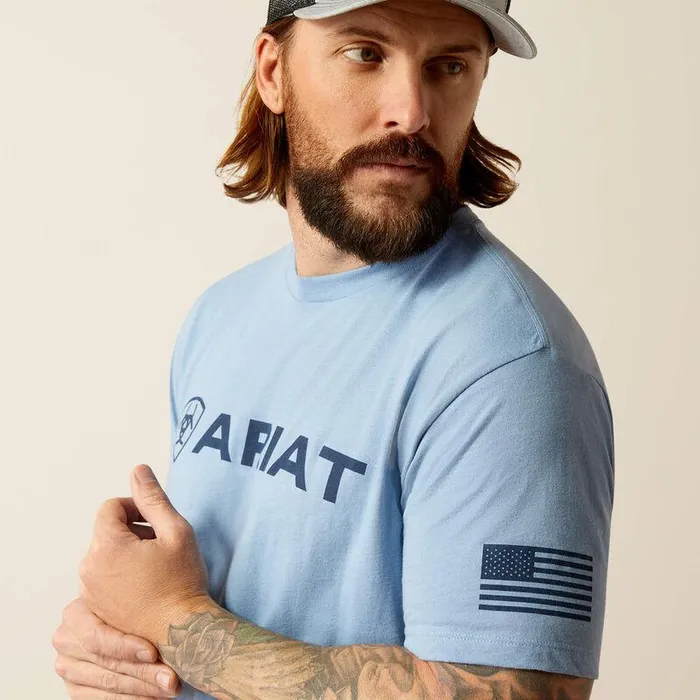 Men TShirts and Polos Ariat Ariat Shield Flag TShirt Light Blue Heather Men TShirts and Polos Ariat Ariat Shield Flag TShirt Light Blue Heather