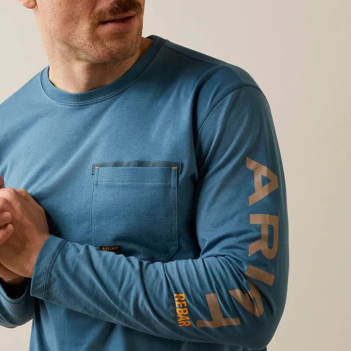 Men TShirts and Polos Ariat Rebar Workman Logo TShirt Indian Tealand Tiger039s Eye Men TShirts and Polos Ariat Rebar Workman Logo TShirt Indian Tealand Tiger039s Eye