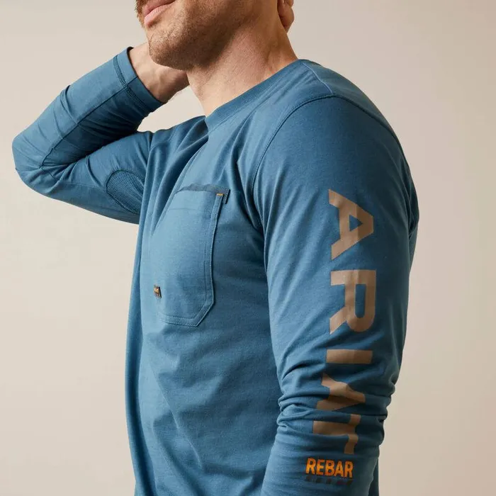 Men TShirts and Polos Ariat Rebar Workman Logo TShirt Indian Tealand Tiger039s Eye Men TShirts and Polos Ariat Rebar Workman Logo TShirt Indian Tealand Tiger039s Eye