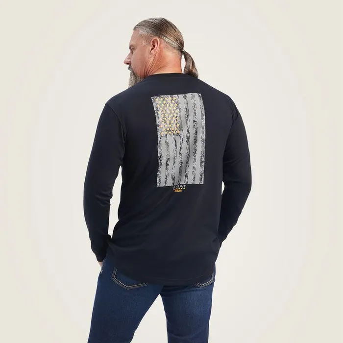 Men TShirts and Polos Ariat Rebar Workman Reflective Flag Graphic TShirt Black