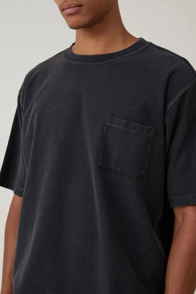 Men Tees and Tanks Cotton On Short Fit Reversed TShirt Black