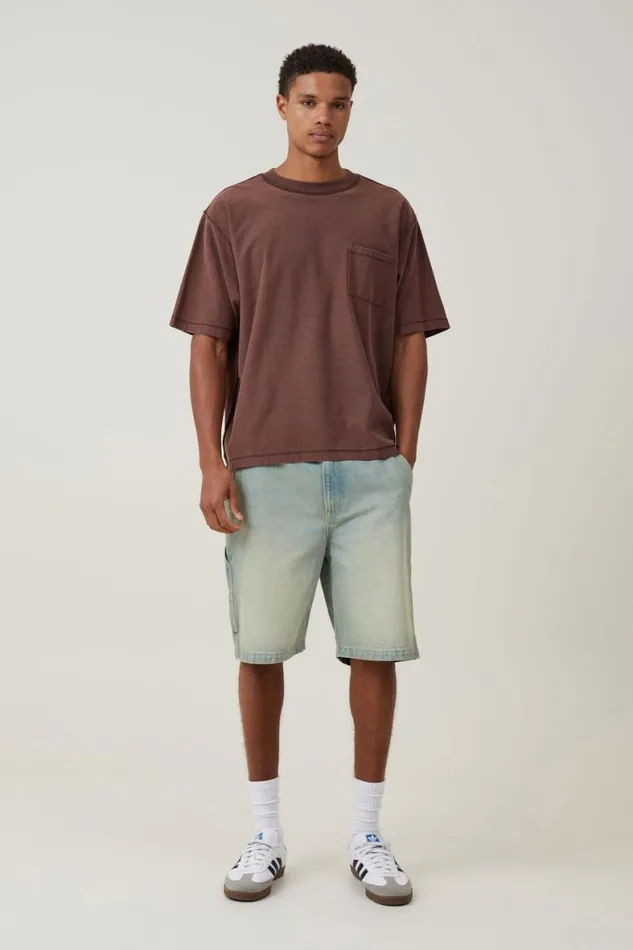 Men Tees and Tanks Cotton On Short Fit Reversed TShirt Brunette