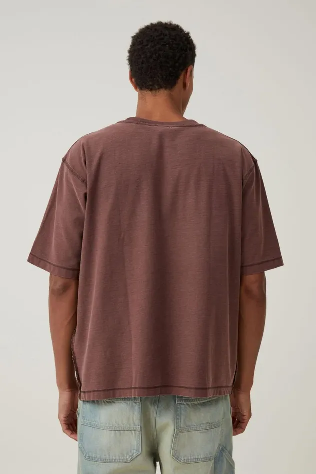 Men Tees and Tanks Cotton On Short Fit Reversed TShirt Brunette