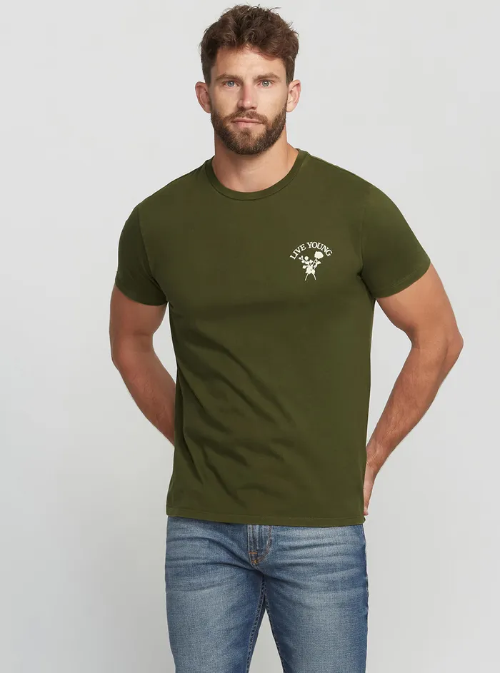 Men Tees and Tanks GUESS Green Multi Live Young Tshirt