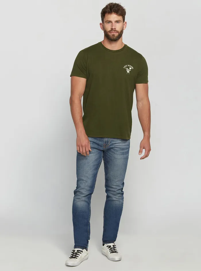 Men Tees and Tanks GUESS Green Multi Live Young Tshirt Men Tees and Tanks GUESS Green Multi Live Young Tshirt