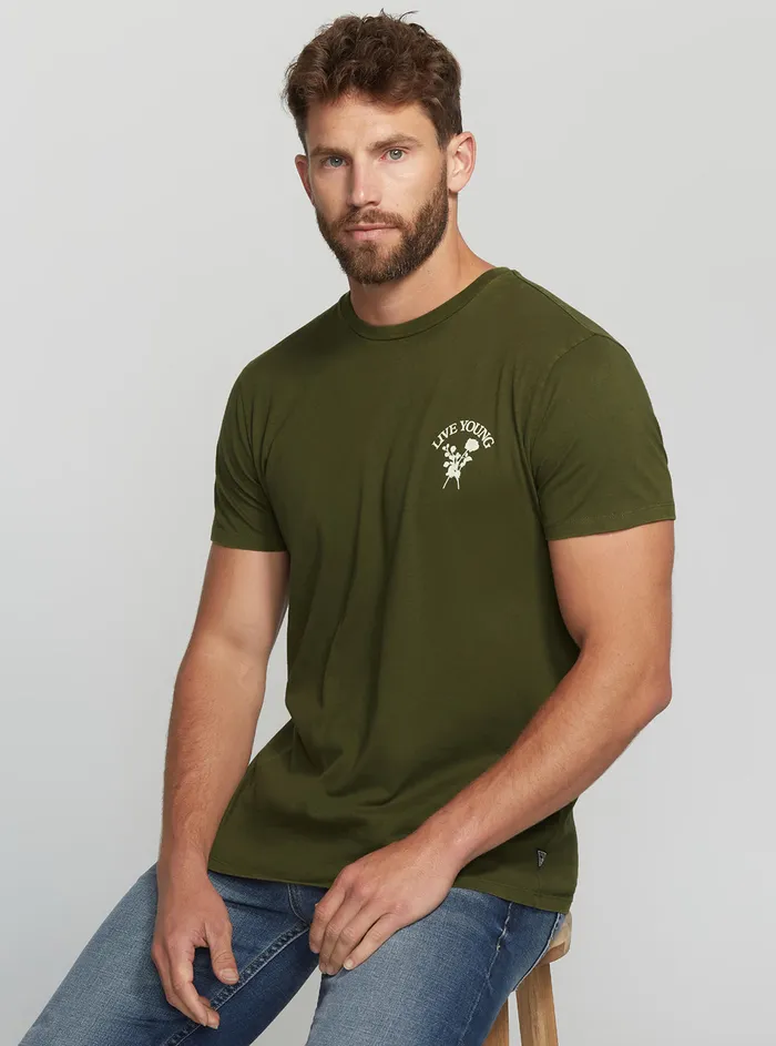 Men Tees and Tanks GUESS Green Multi Live Young Tshirt Men Tees and Tanks GUESS Green Multi Live Young Tshirt