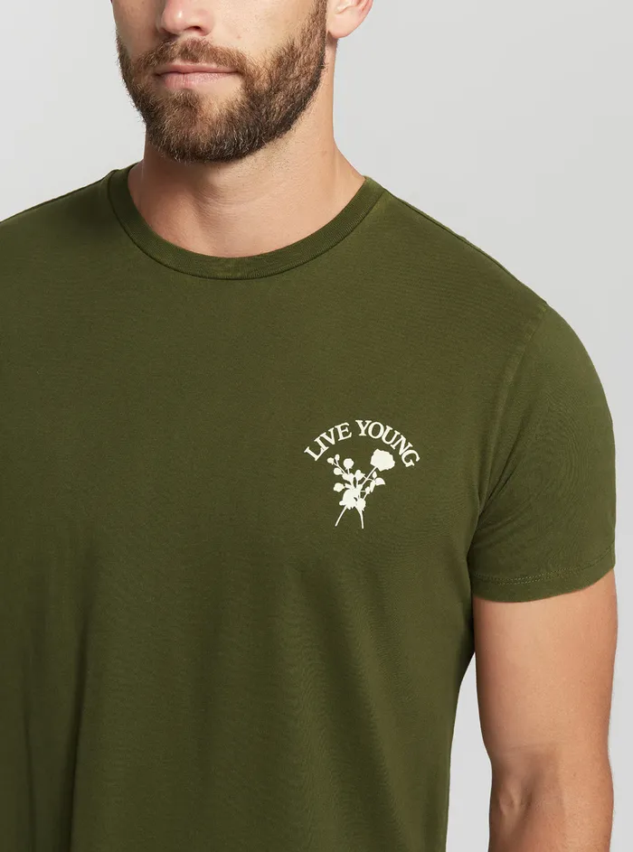 Men Tees and Tanks GUESS Green Multi Live Young Tshirt Men Tees and Tanks GUESS Green Multi Live Young Tshirt