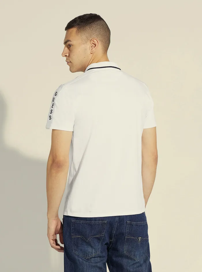 Men Tees and Tanks GUESS White Paul Pique Tape Polo Tshirt