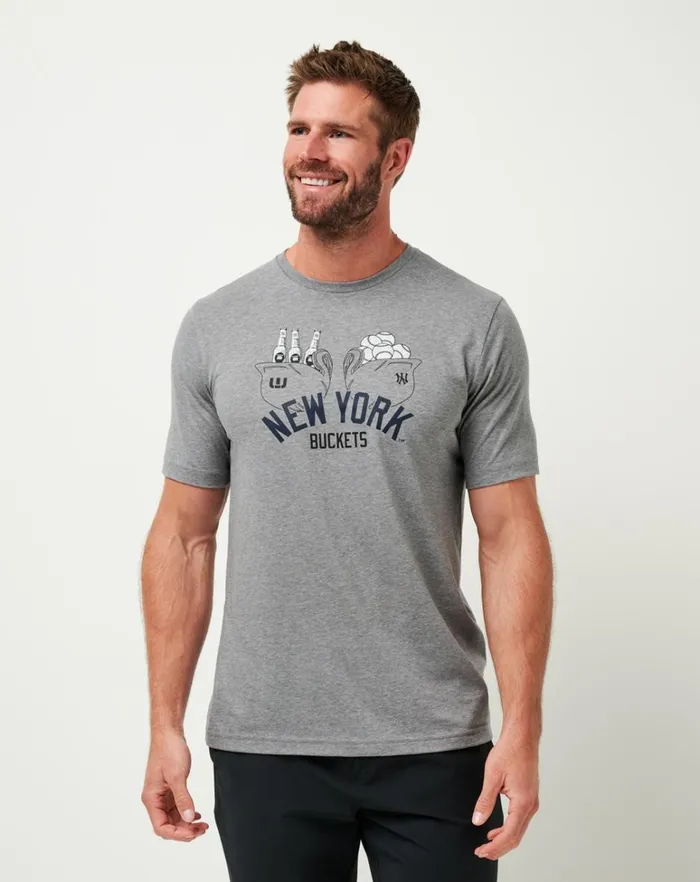 Men Tees TravisMathew NEW YORK YANKEES STRIKE ONE TEE Heather Grey