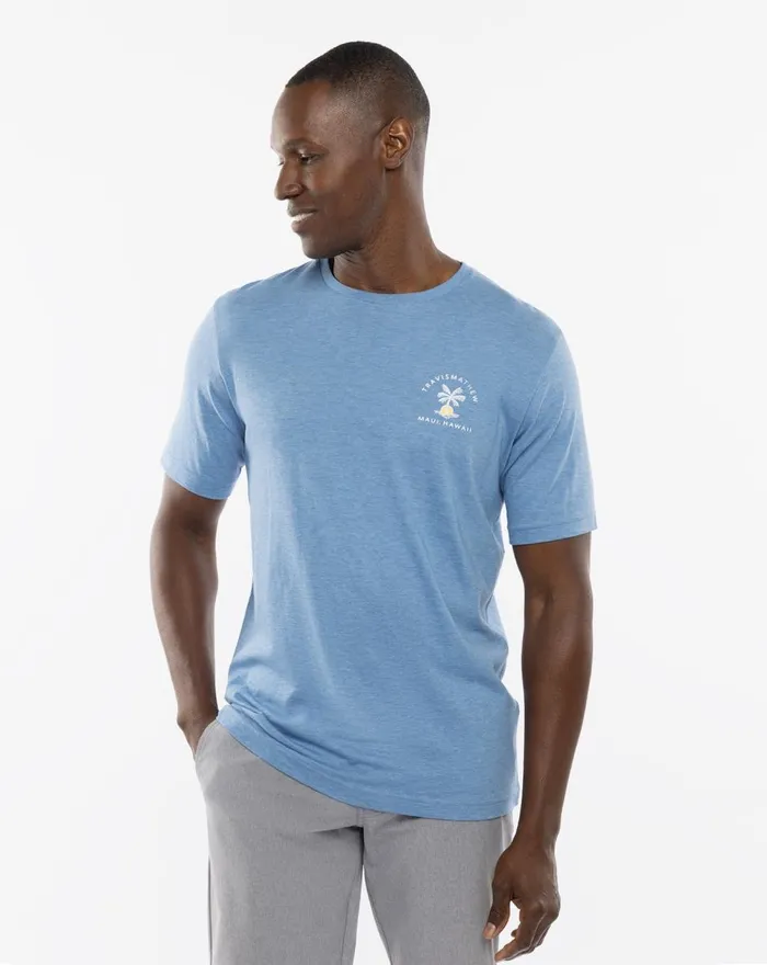 Men Tees TravisMathew PRIVATE AIR TEE Heather Blue Men Tees TravisMathew PRIVATE AIR TEE Heather Blue