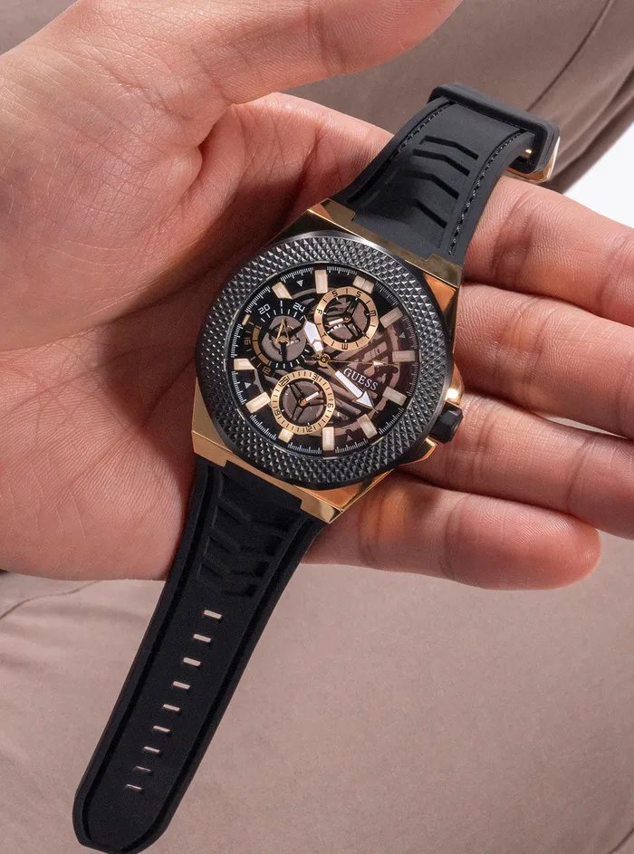 Men Watches GUESS Black Front Runner Silicone Watch Men Watches GUESS Black Front Runner Silicone Watch