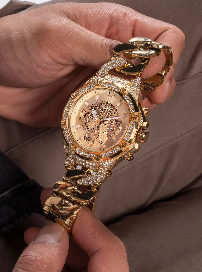 Men Watches GUESS Gold Baron Glitz Watch Men Watches GUESS Gold Baron Glitz Watch