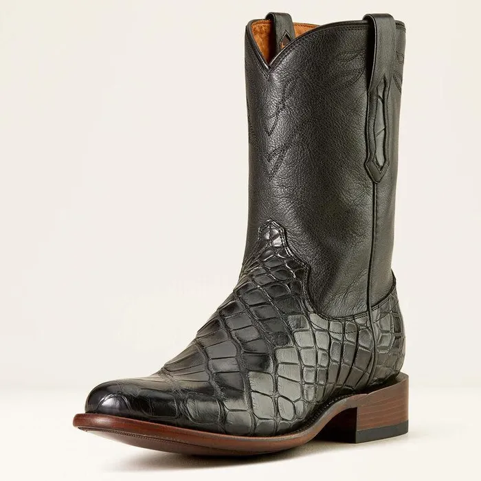 Men Western Boots Ariat Bench Made Clanton Western Boot Black American Alligatormidnight Black
