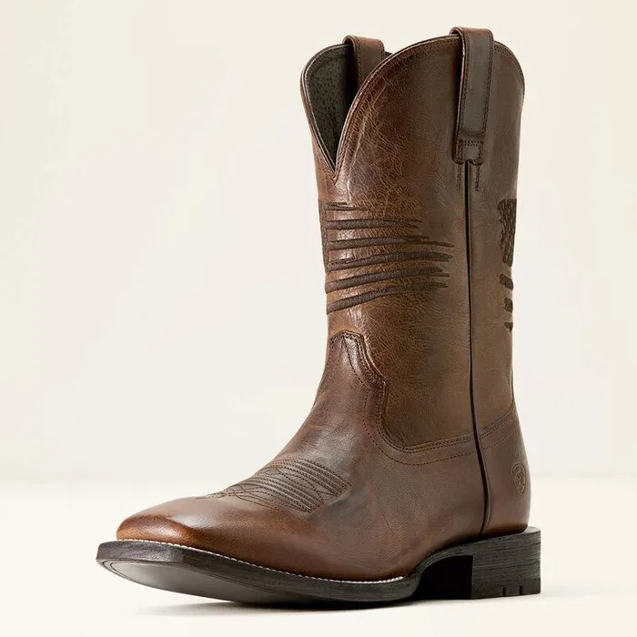 Men Western Boots Ariat Circuit Patriot Cowboy Boot Weathered Tan