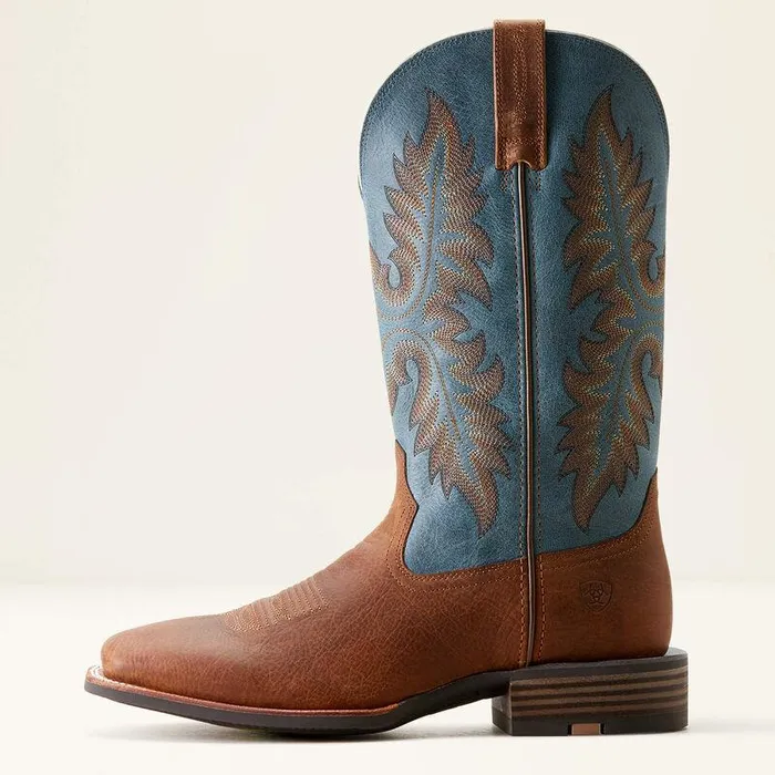 Men Western Boots Ariat Hudson Cowboy Boot Wicker Browndignity Blue