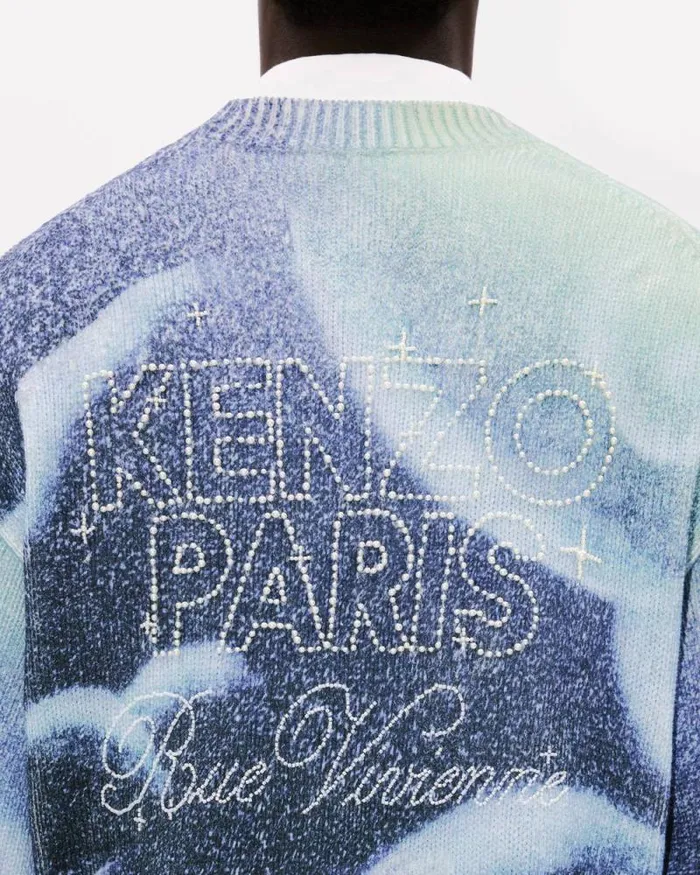 MenWomen 039KENZO Cloud Tiger039 Genderless Embroidered Jumper Midnight Blue Kenzo Sweaters And Cardigans