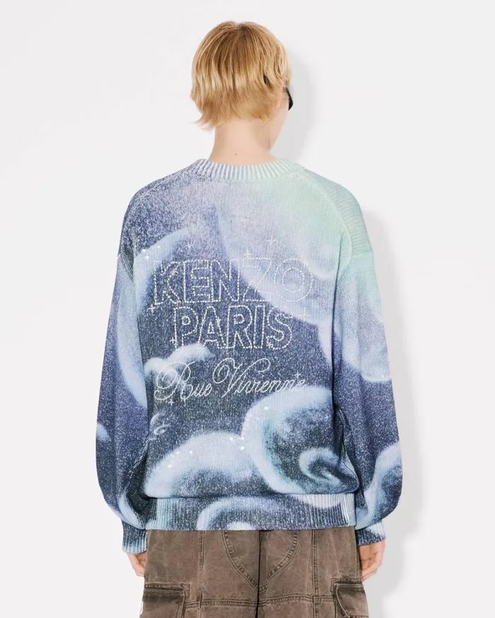 MenWomen 039KENZO Cloud Tiger039 Genderless Embroidered Jumper Midnight Blue Kenzo Sweaters And Cardigans