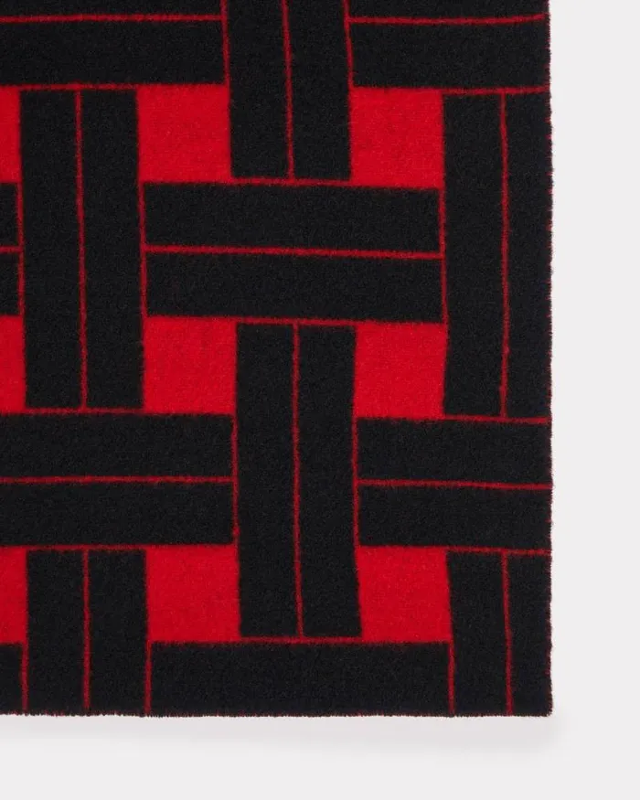MenWomen 039KENZO Weave039 Oversized Embroidered Reversible Scarf In Wool Cherry Kenzo Scarves