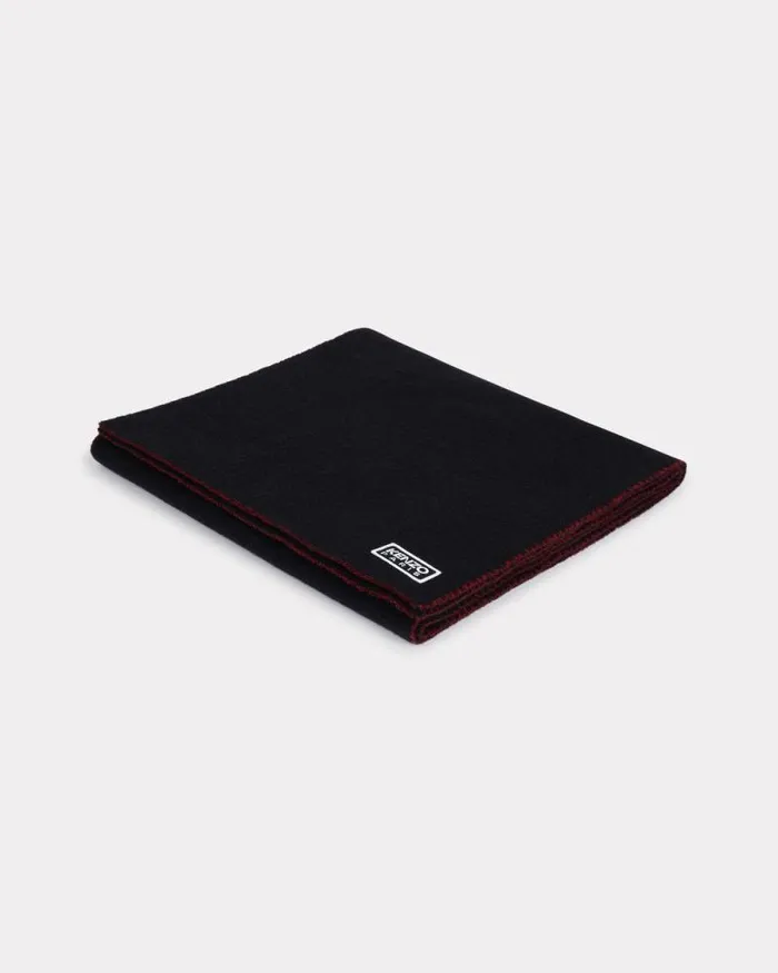 MenWomen 039KENZO Weave039 Oversized Embroidered Reversible Scarf In Wool Cherry Kenzo Scarves