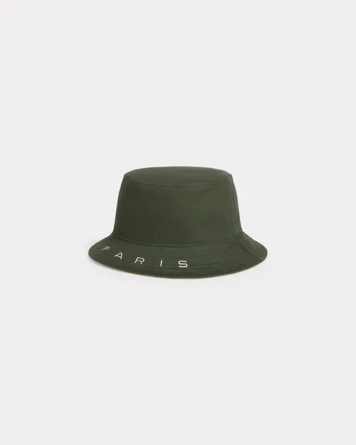 MenWomen 039KENZOGRAPHY039 Reversible Cotton Hat Dark Khaki Kenzo Caps And Hats