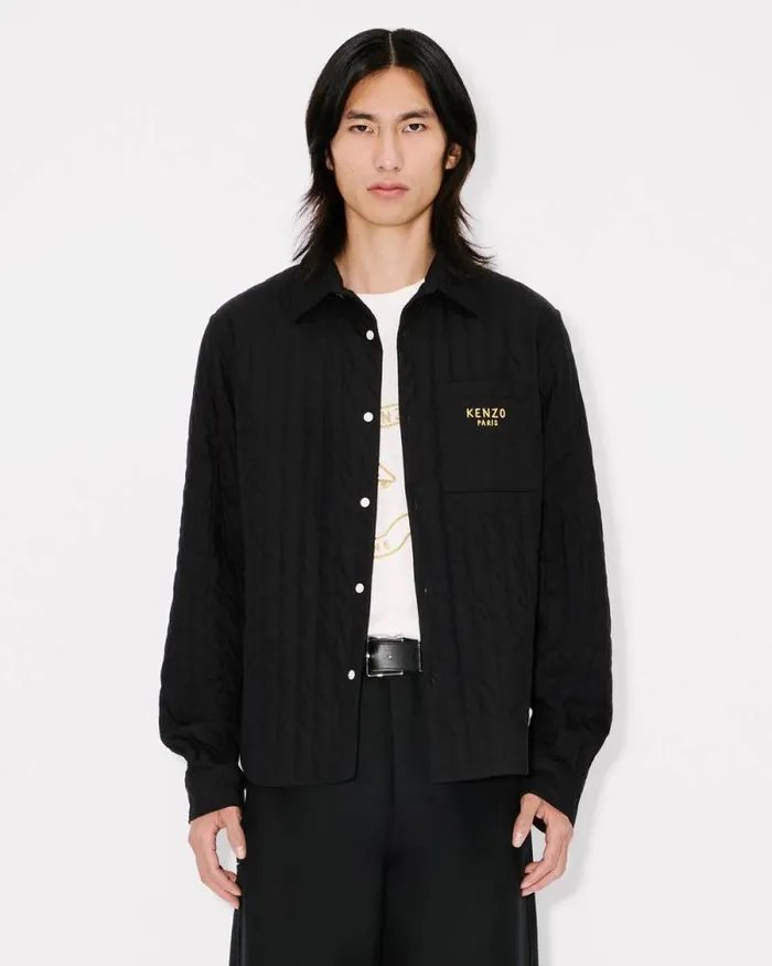 MenWomen 039Lunar New Year039 Genderless Quilted Padded Overshirt In Cotton Poplin Black Kenzo Shirts