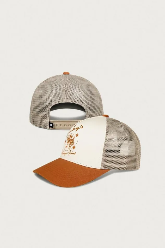 MenWomen Lucky Brand Hats Luckys Burger Joint Trucker Medium Beige