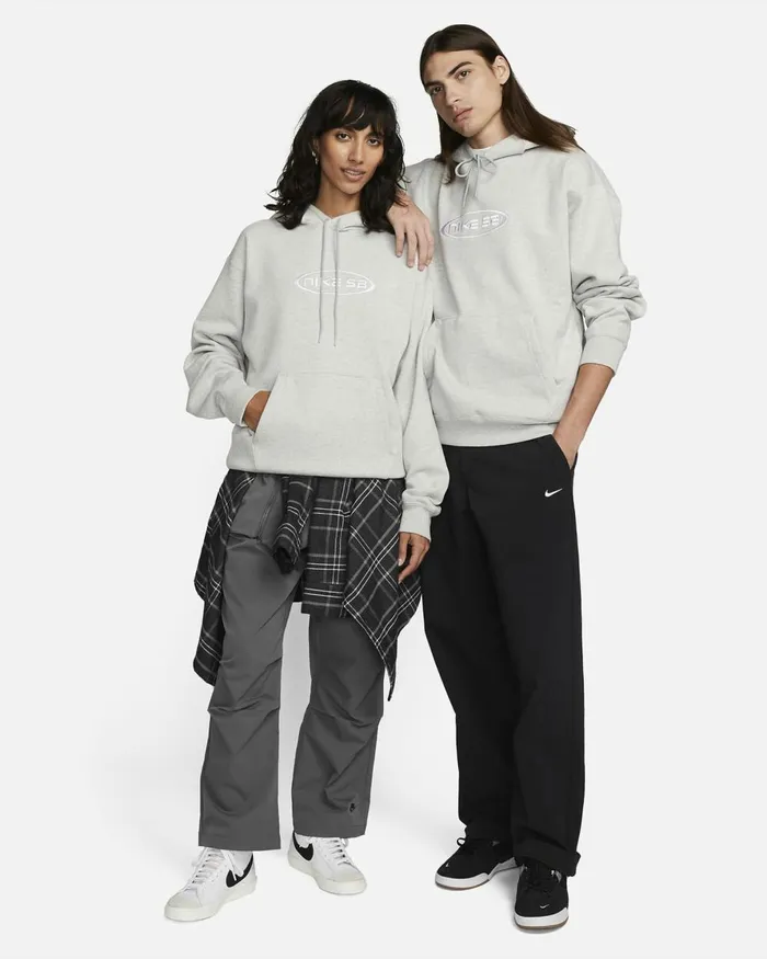 MenWomen Nike Hoodies And Sweatshirts SB Grey Heatherwhite