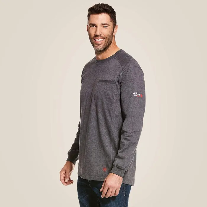 Men Workwear Ariat FR Air Crew TShirt Charcoal Heather