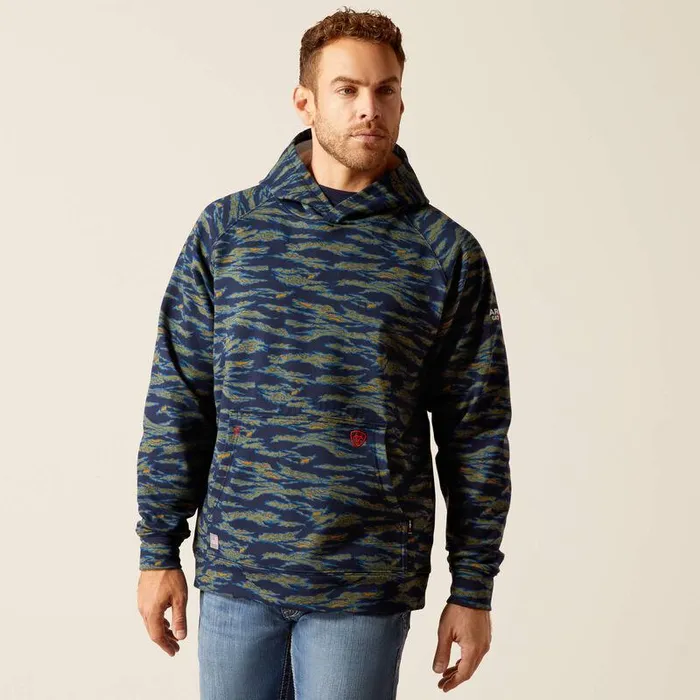 Men Workwear Ariat FR Smoke Hoodie Baritone Blue Camo