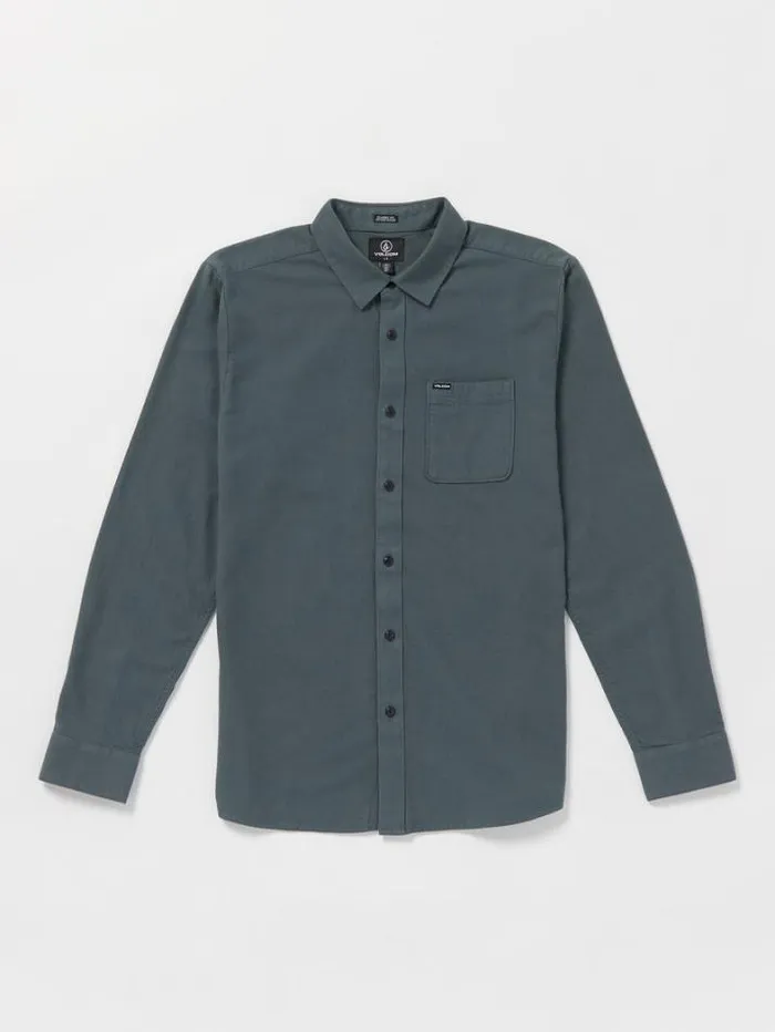 Mens Shirts and Flannels Volcom Caden Solid Long Sleeve Shirt 8211 Dark Slate