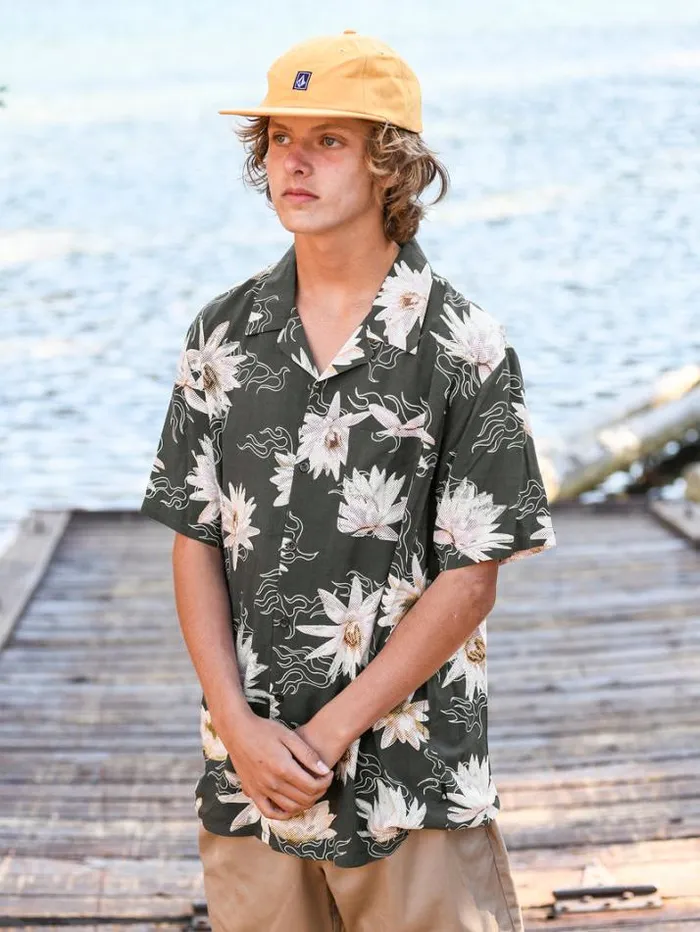 Mens Shirts and Flannels Volcom Shaken Stirred Woven Short Sleeve Shirt 8211 Stealth