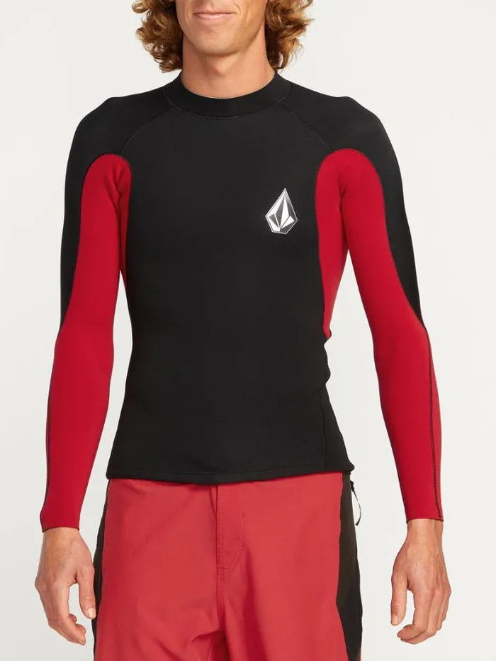 Mens Wetsuits Volcom Surf Vitals Jack Robinson 2MM UPF 50 Wetsuit Jacket 8211 Black