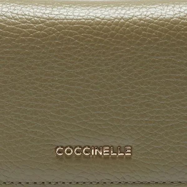 Metallic Soft Laurel Green Women Coccinelle Wallets and Small Leather Goods Metallic Soft Laurel Green Women Coccinelle Wallets and Small Leather Goods