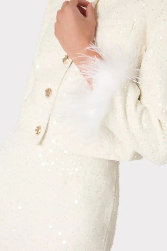 Milly Aya Beaded Tweed Jacket White Women Coats and Jackets Milly Aya Beaded Tweed Jacket White Women Coats and Jackets