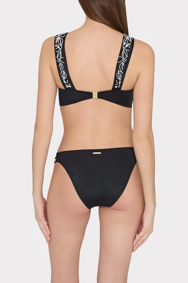 Milly Beaded Applique Bikini Bottom With Side Tabs Black Women Swim and Coverups Milly Beaded Applique Bikini Bottom With Side Tabs Black Women Swim and Coverups