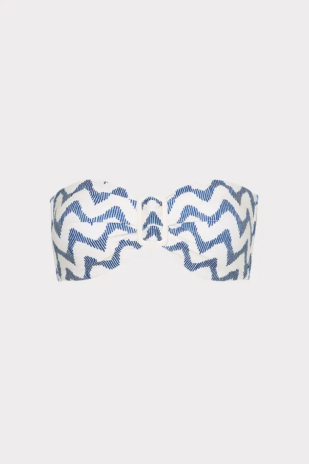 Milly Margot Barcelona Chevron Bandeau Top Whiteblue Women Swim and Coverups