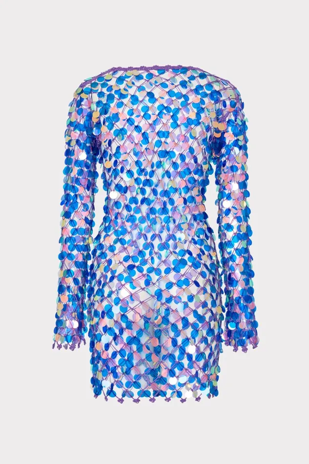 Milly Sequin Crochet Mini Dress Purple Women CoverUps Milly Sequin Crochet Mini Dress Purple Women CoverUps