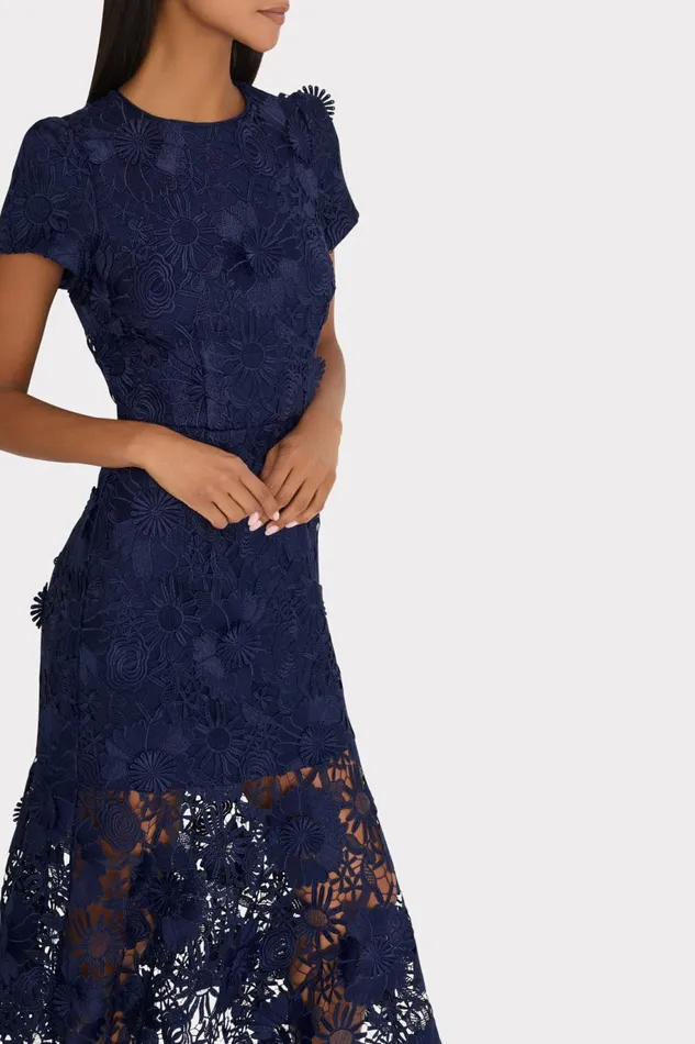 Milly Tahlia Cady Lace Combo Dress Navy Women Dresses Milly Tahlia Cady Lace Combo Dress Navy Women Dresses