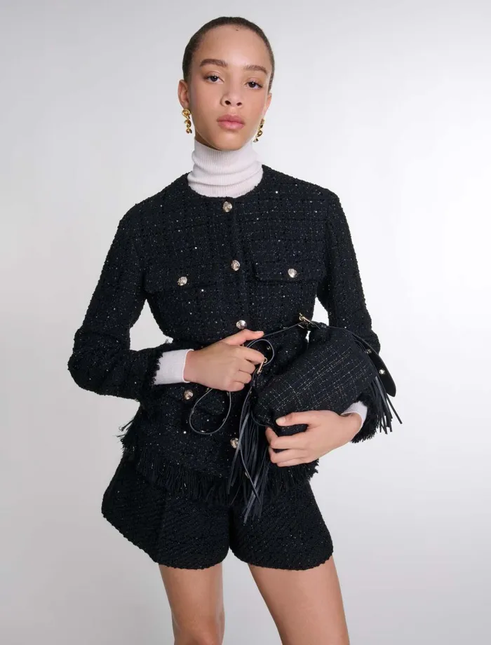 Mini Bags Women Maje Tweed Miss M Mini Bag Black