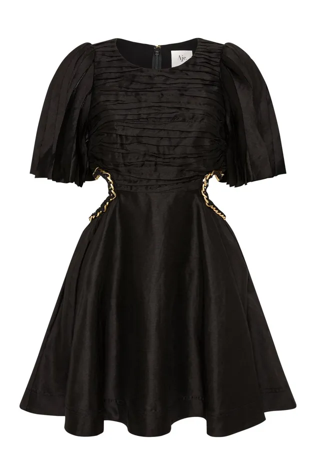 Monica Chain Link Mini Dress Black Women Aje Mini Dresses
