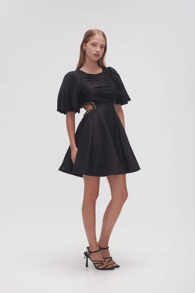 Monica Chain Link Mini Dress Black Women Aje Mini Dresses