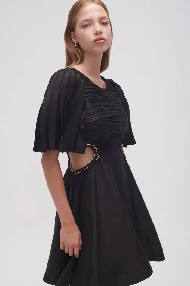 Monica Chain Link Mini Dress Black Women Aje Mini Dresses