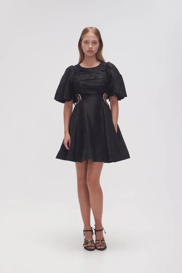 Monica Chain Link Mini Dress Black Women Aje Mini Dresses