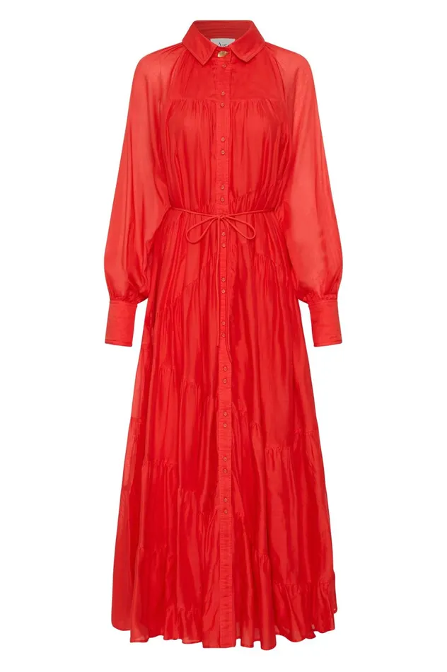 Musing Smock Maxi Dress Scarlet Red Women Aje Maxi Dresses