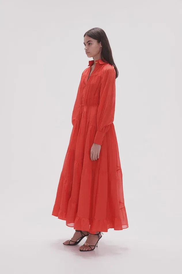 Musing Smock Maxi Dress Scarlet Red Women Aje Maxi Dresses